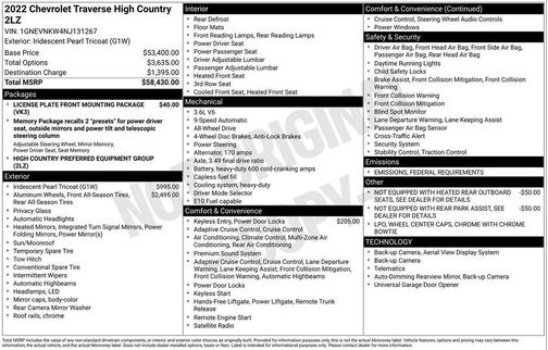 2022 Chevrolet Traverse High Country
