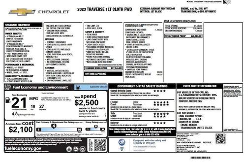Radiant Red Tintcoat 2023 Chevrolet Traverse LT Cloth