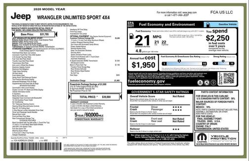 2020 Jeep Wrangler Unlimited Sport