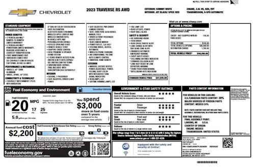 Summit White 2023 Chevrolet Traverse RS
