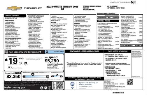 2022 Chevrolet Corvette Stingray w/3LT