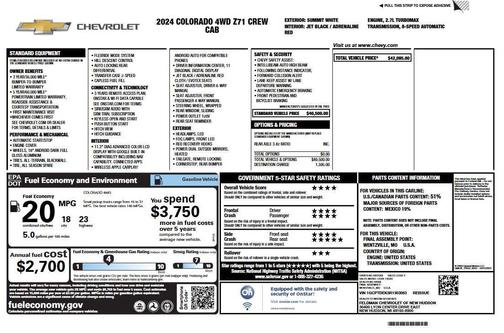 Summit White 2024 Chevrolet Colorado Z71