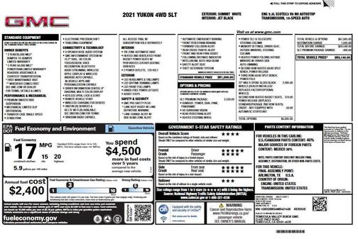 Summit White 2021 GMC Yukon SLT