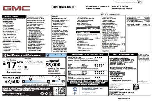 Midnight Blue Metallic 2023 GMC Yukon SLT