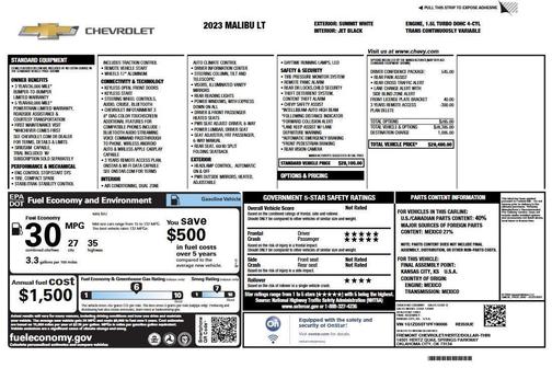 Summit White 2023 Chevrolet Malibu FWD 1LT