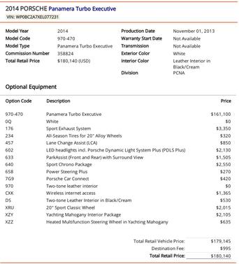 2014 Porsche Panamera Turbo Executive