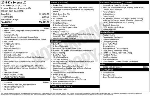 Platinum Graphite 2019 Kia Sorento LX