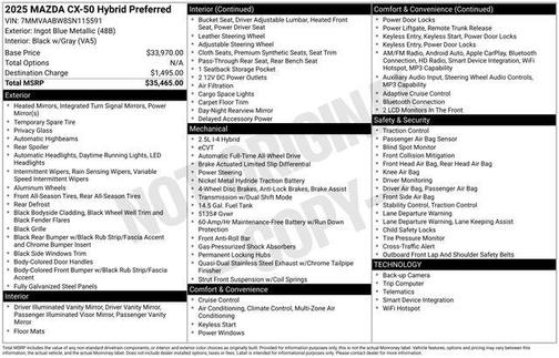 Ingot 2025 Mazda CX-50 Hybrid PREFERRED PACKAGE