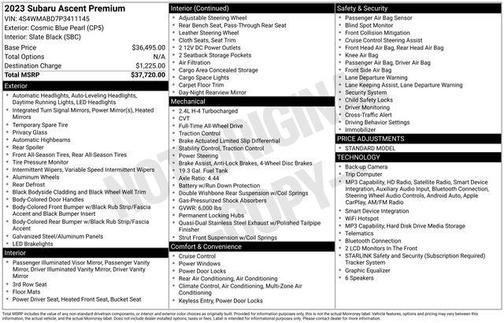 Cosmic Blue Pearl 2023 Subaru Ascent Premium 8-Passenger