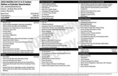 2025 Mazda CX-5 2.5 S Carbon Edition