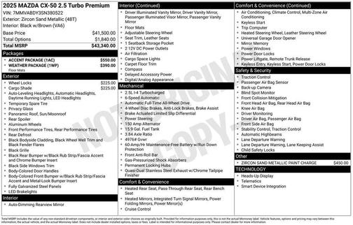 2025 Mazda CX-50 2.5 Turbo Premium Package