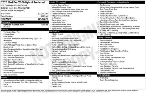 2025 Mazda CX-50 Hybrid Preferred Package