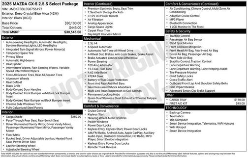 2025 Mazda CX-5 2.5 S Select Package
