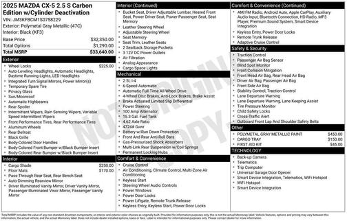 2025 Mazda CX-5 2.5 S Carbon Edition