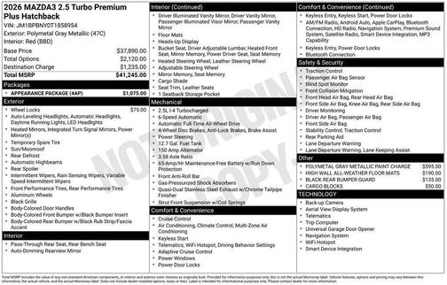 2026 Mazda Mazda3 Premium Plus