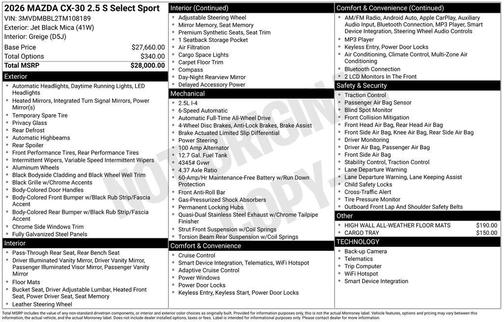 2026 Mazda CX-30 Select