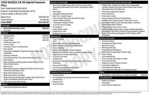 2025 Mazda CX-50 Hybrid Premium Plus Package