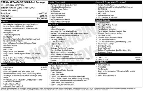 2025 Mazda CX-5 2.5 S Select Package