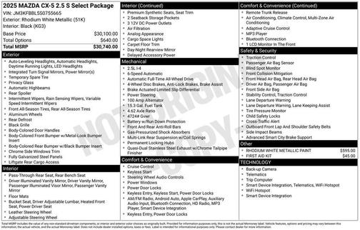 2025 Mazda CX-5 2.5 S Select Package