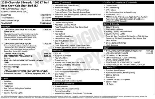 Summit White 2020 Chevrolet Silverado 1500 LT Trail Boss