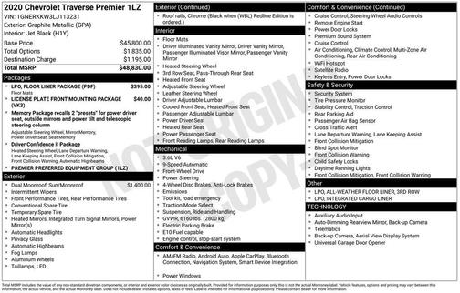 Graphite Metallic 2020 Chevrolet Traverse Premier