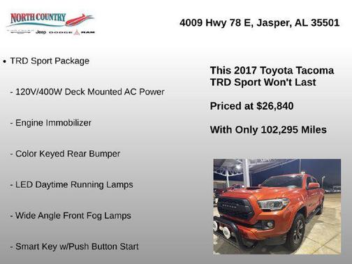 Inferno Red 2017 Toyota Tacoma TRD Sport