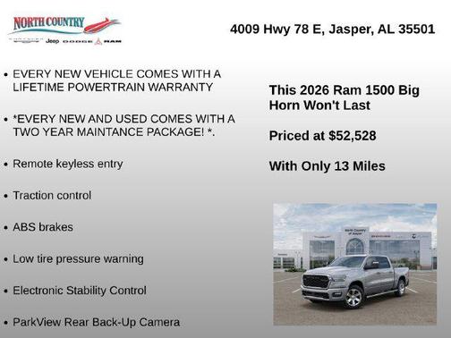 Billet Silver Metallic Clearcoat 2026 RAM 1500 Big Horn/Lone Star