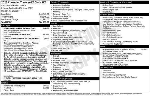 Radiant Red Tintcoat 2023 Chevrolet Traverse LT Cloth