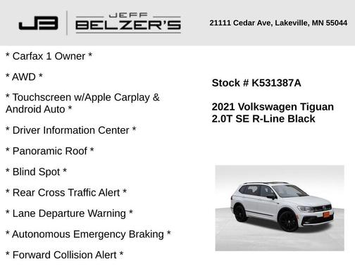2021 Volkswagen Tiguan 2.0T SE R-Line Black