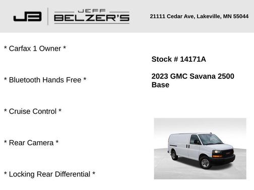 2023 GMC Savana 2500 Work Van