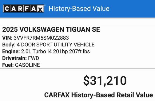 2025 Volkswagen Tiguan 2.0T SE