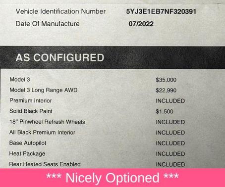 2022 Tesla Model 3 Long Range