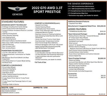 2022 Genesis G70 3.3T AWD