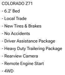 Summit White 2017 Chevrolet Colorado Z71