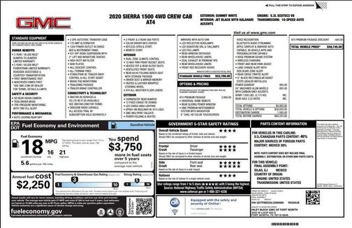 Summit White 2020 GMC Sierra 1500 AT4