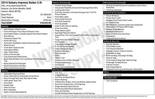 2014 Subaru Impreza 2.0i