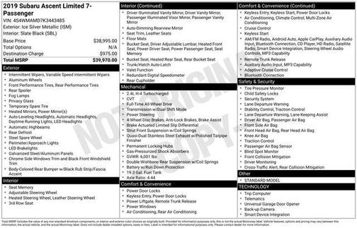 2019 Subaru Ascent Limited 7-Passenger