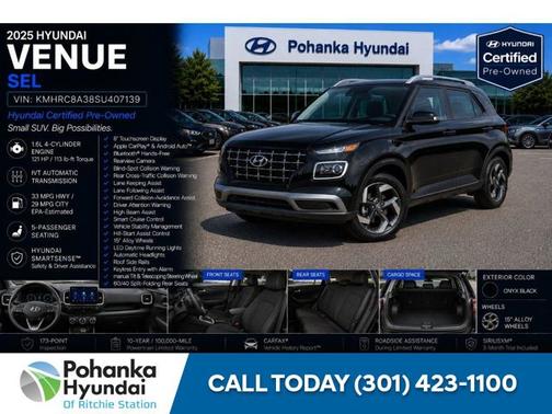 Black 2025 Hyundai VENUE SEL