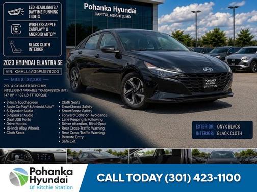 Black 2023 Hyundai ELANTRA SE