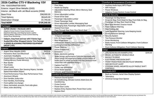 2026 Cadillac CT5-V Blackwing