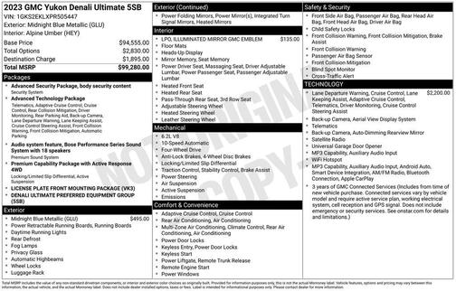 Midnight Blue Metallic 2023 GMC Yukon Denali Ultimate