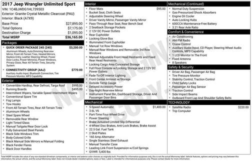 2017 Jeep Wrangler Unlimited Sport