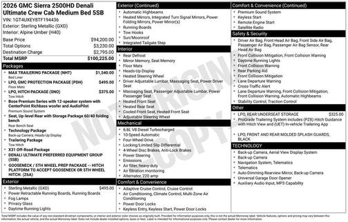 2026 GMC Sierra 2500 Denali Ultimate