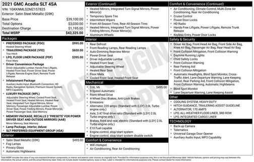 Satin Steel Metallic 2021 GMC Acadia SLT