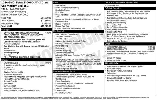 Onyx Black 2026 GMC Sierra 2500 AT4X