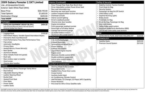 White 2009 Subaru Forester 2.5XT Limited