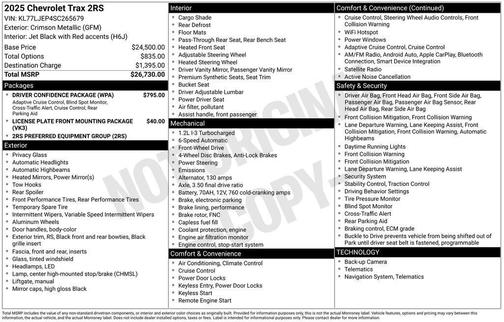 Red 2025 Chevrolet Trax 2RS