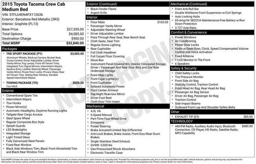 Red 2015 Toyota Tacoma Base