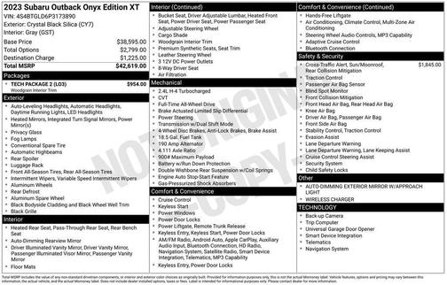 Crystal Black Silica 2023 Subaru Outback Onyx Edition XT