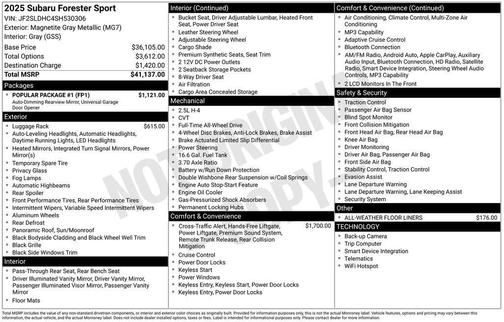Gray 2025 Subaru Forester Sport